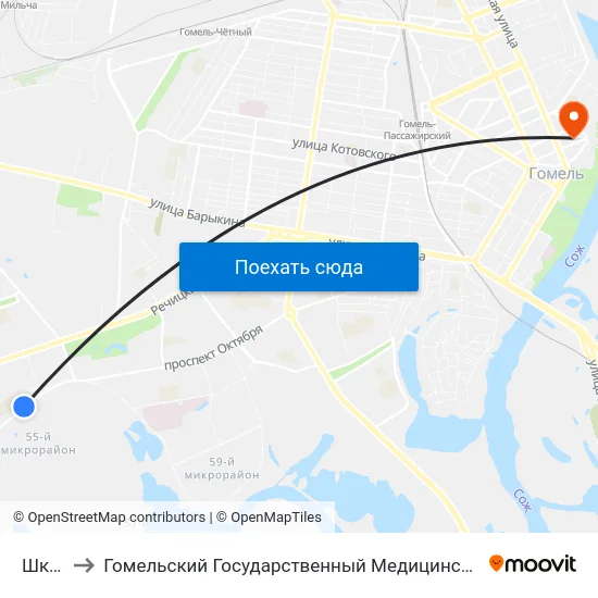 Школа to Гомельский Государственный Медицинский Университет map