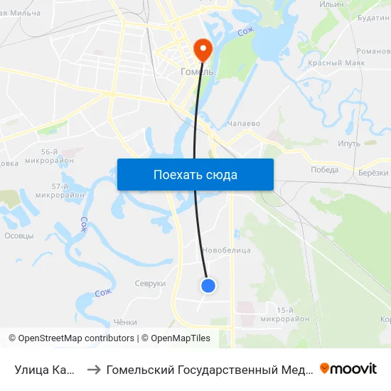 Улица Каленикова to Гомельский Государственный Медицинский Университет map