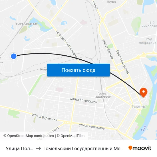 Улица Полукруглая to Гомельский Государственный Медицинский Университет map