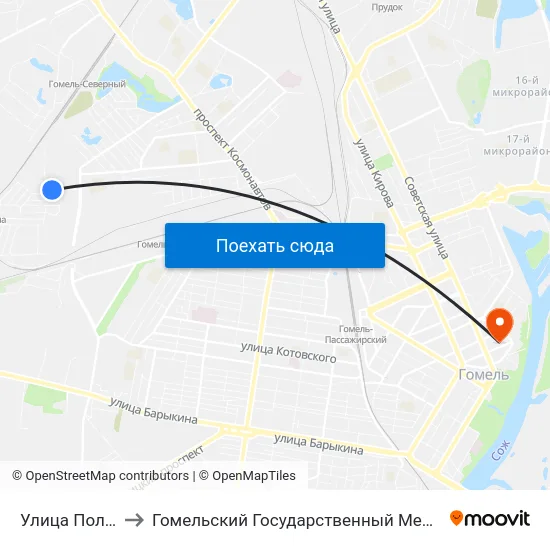 Улица Полукруглая to Гомельский Государственный Медицинский Университет map