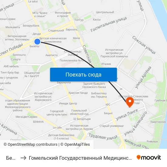 Белгут to Гомельский Государственный Медицинский Университет map