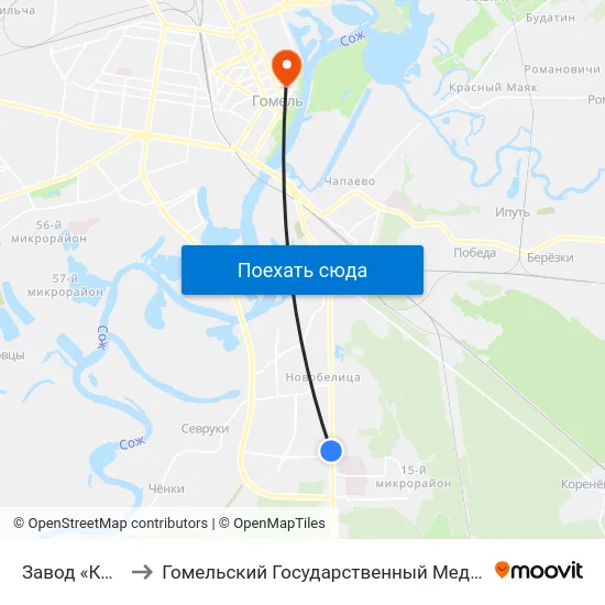 Завод «Кристалл» to Гомельский Государственный Медицинский Университет map