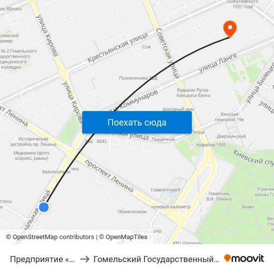 Предприятие «Станкогомель» to Гомельский Государственный Медицинский Университет map