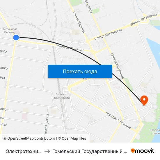 Электротехнический Завод to Гомельский Государственный Медицинский Университет map
