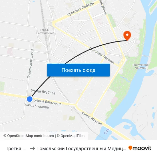 Третья Школа to Гомельский Государственный Медицинский Университет map