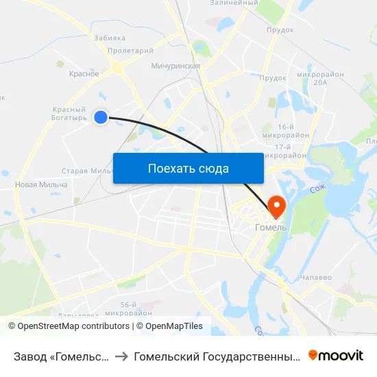 Завод «Гомельстройматериалы» to Гомельский Государственный Медицинский Университет map
