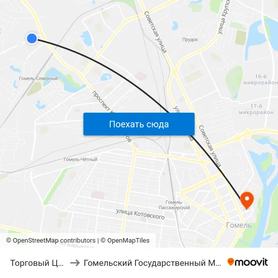 Торговый Центр «Ома» to Гомельский Государственный Медицинский Университет map