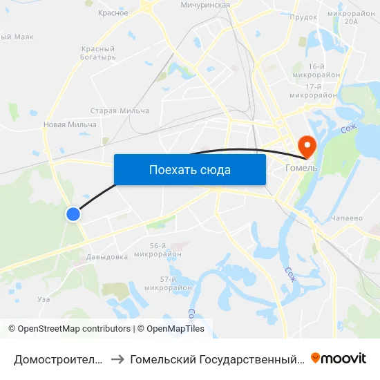 Домостроительный Комбинат to Гомельский Государственный Медицинский Университет map