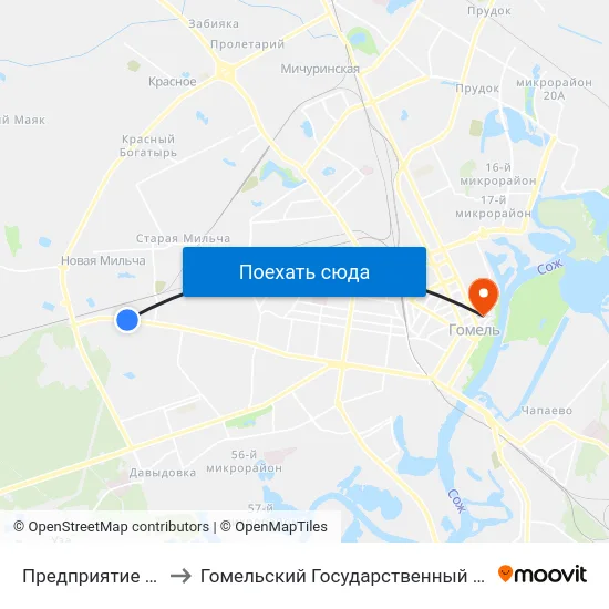 Предприятие «Энергосбыт» to Гомельский Государственный Медицинский Университет map