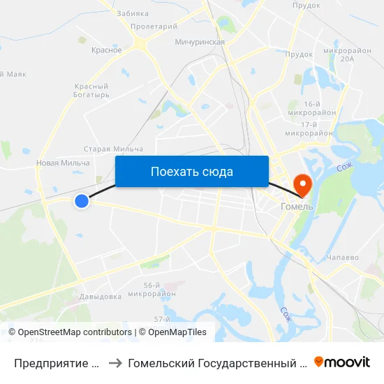 Предприятие «Электросети» to Гомельский Государственный Медицинский Университет map