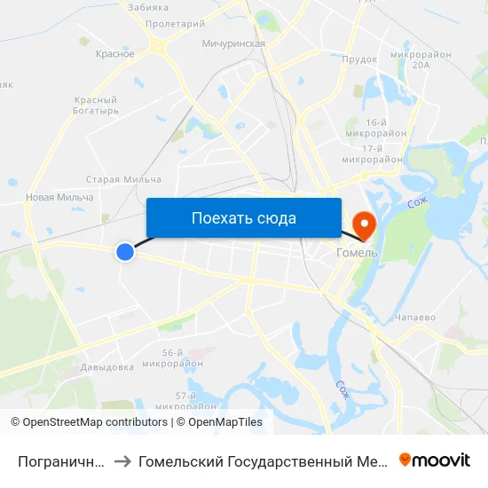 Пограничная Группа to Гомельский Государственный Медицинский Университет map