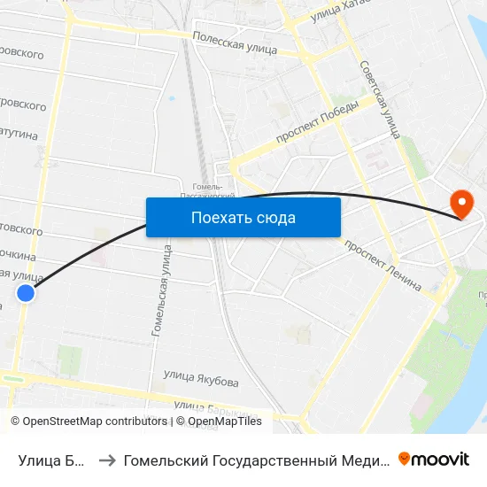 Улица Бакунина to Гомельский Государственный Медицинский Университет map