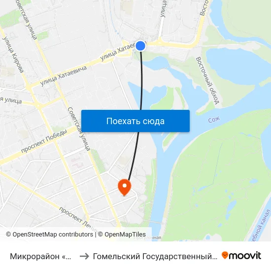 Микрорайон «Мельников Луг» to Гомельский Государственный Медицинский Университет map