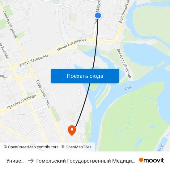 Универсам to Гомельский Государственный Медицинский Университет map