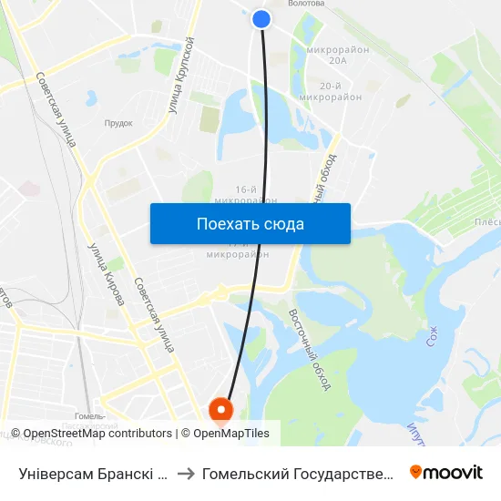 Універсам Бранскі (Универсам «Брянский») to Гомельский Государственный Медицинский Университет map