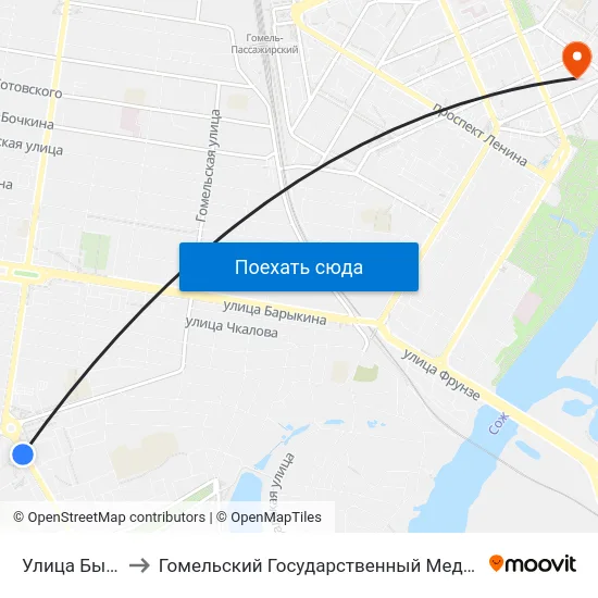 Улица Быховская to Гомельский Государственный Медицинский Университет map