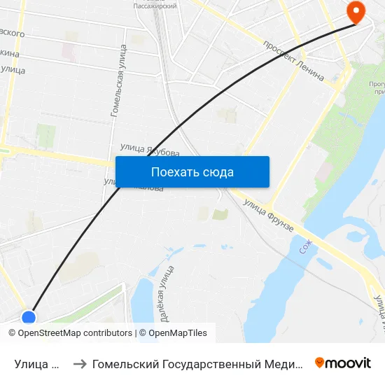 Улица Жукова to Гомельский Государственный Медицинский Университет map