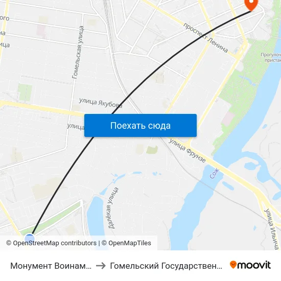 Монумент Воинам-Интернационалистам to Гомельский Государственный Медицинский Университет map