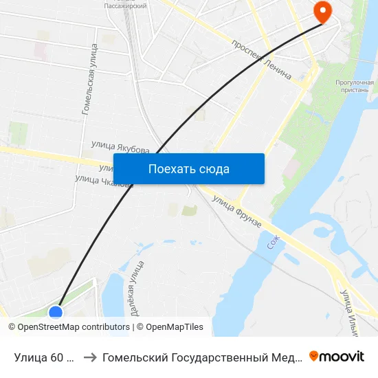 Улица 60 Лет Ссср to Гомельский Государственный Медицинский Университет map
