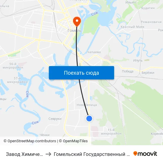 Завод Химических Изделий to Гомельский Государственный Медицинский Университет map