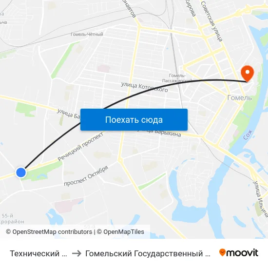 Технический Университет to Гомельский Государственный Медицинский Университет map