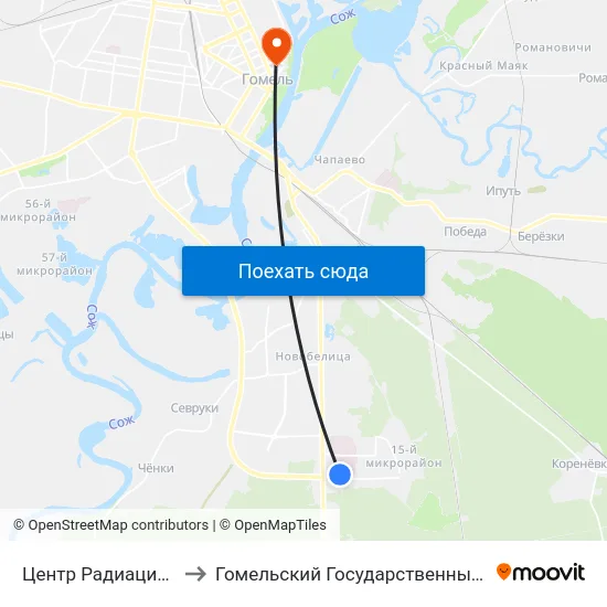 Центр Радиационной Медицины to Гомельский Государственный Медицинский Университет map