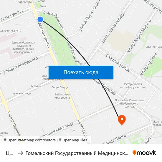 Цирк to Гомельский Государственный Медицинский Университет map