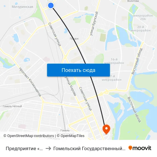 Предприятие «Салео-Гомель» to Гомельский Государственный Медицинский Университет map