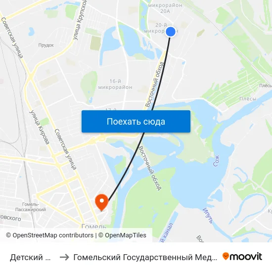 Детский Сад № 11 to Гомельский Государственный Медицинский Университет map