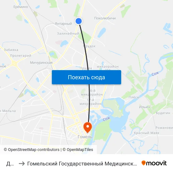 Дачи to Гомельский Государственный Медицинский Университет map