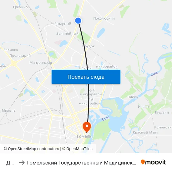 Дачи to Гомельский Государственный Медицинский Университет map