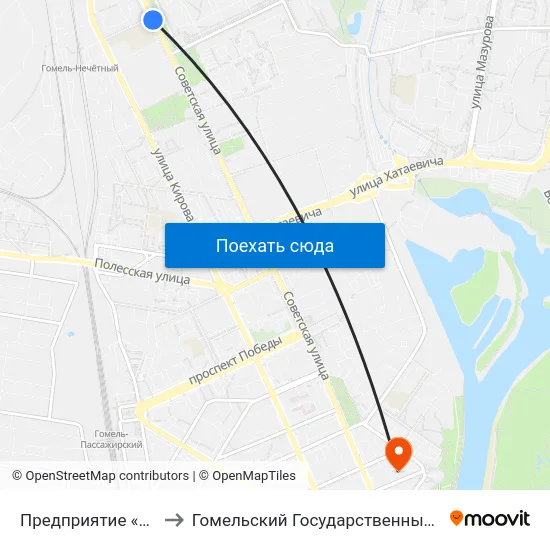 Предприятие «Рембыттехника» to Гомельский Государственный Медицинский Университет map