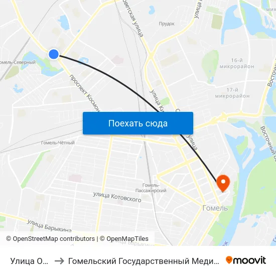 Улица Осипова to Гомельский Государственный Медицинский Университет map