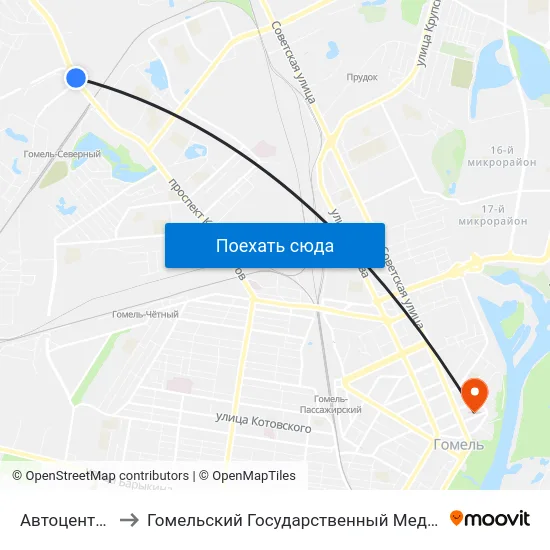 Автоцентр «Рено» to Гомельский Государственный Медицинский Университет map