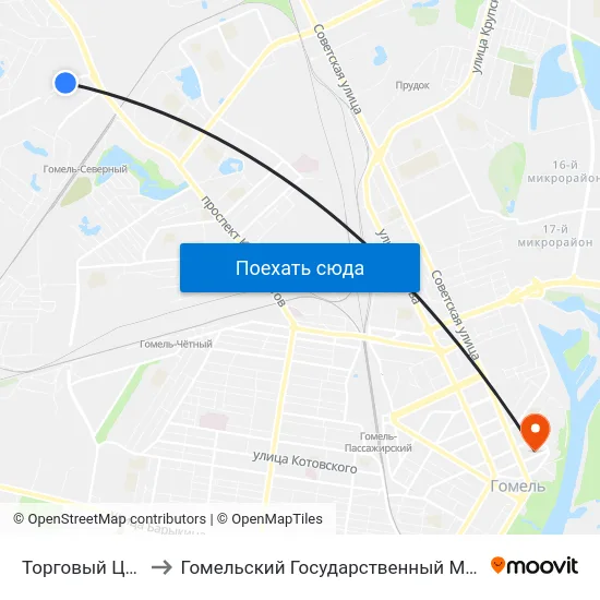 Торговый Центр «Ома» to Гомельский Государственный Медицинский Университет map