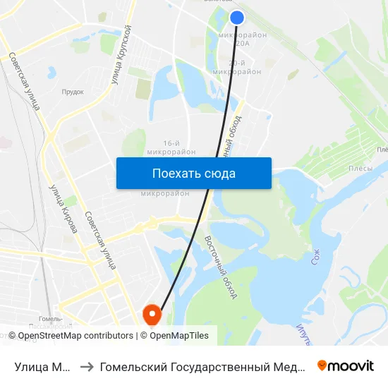 Улица Макаёнка to Гомельский Государственный Медицинский Университет map