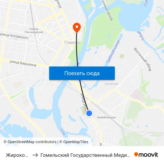 Жирокомбинат to Гомельский Государственный Медицинский Университет map