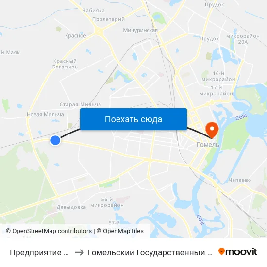 Предприятие «Энергосбыт» to Гомельский Государственный Медицинский Университет map