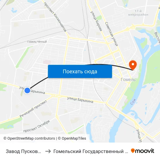 Завод Пусковых Двигателей to Гомельский Государственный Медицинский Университет map