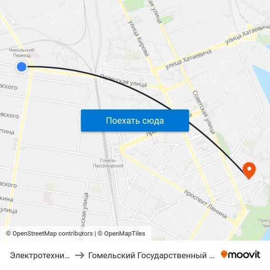Электротехнический Завод to Гомельский Государственный Медицинский Университет map