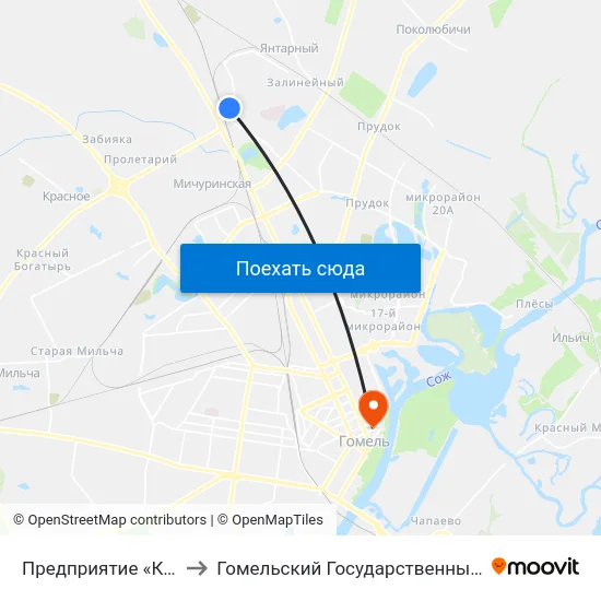 Предприятие «Красная Гвоздика» to Гомельский Государственный Медицинский Университет map