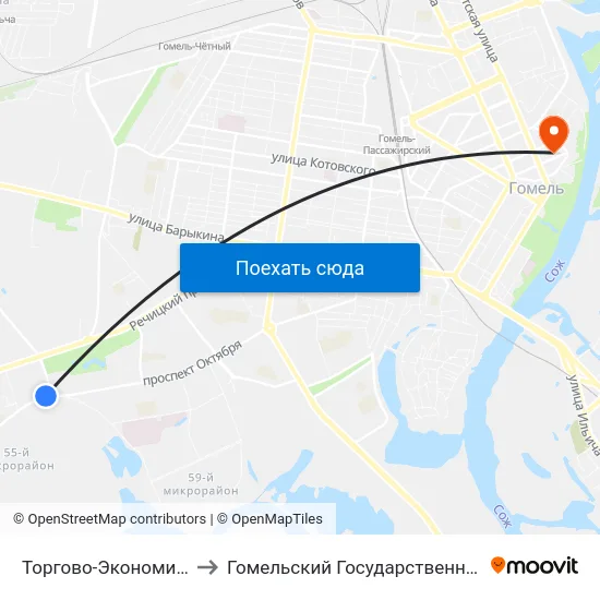 Торгово-Экономический Университет to Гомельский Государственный Медицинский Университет map