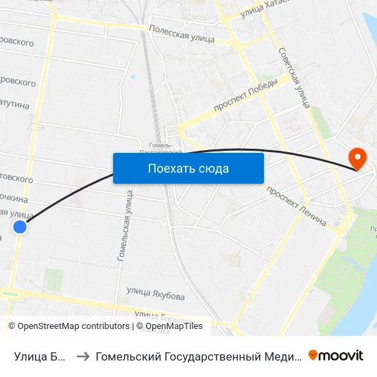 Улица Бакунина to Гомельский Государственный Медицинский Университет map