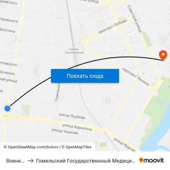 Военкомат to Гомельский Государственный Медицинский Университет map