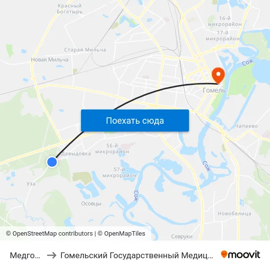 Медгородок to Гомельский Государственный Медицинский Университет map
