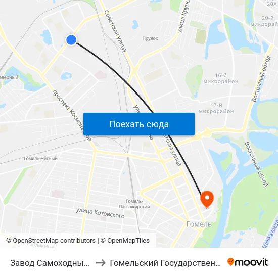 Завод Самоходных Комбайнов (Посадка) to Гомельский Государственный Медицинский Университет map