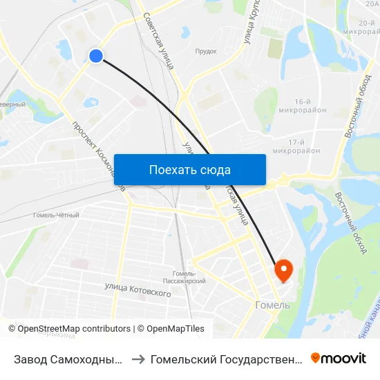 Завод Самоходных Комбайнов (Высадка) to Гомельский Государственный Медицинский Университет map
