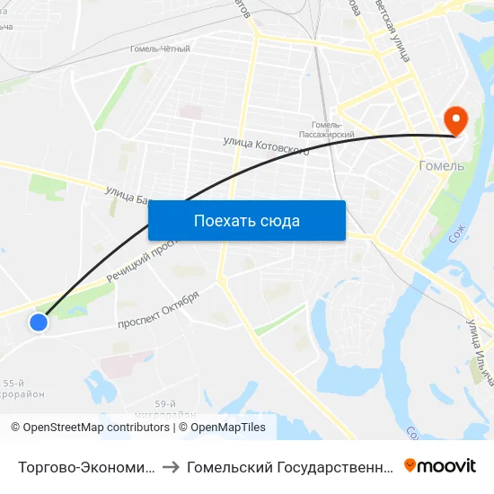 Торгово-Экономический Университет to Гомельский Государственный Медицинский Университет map