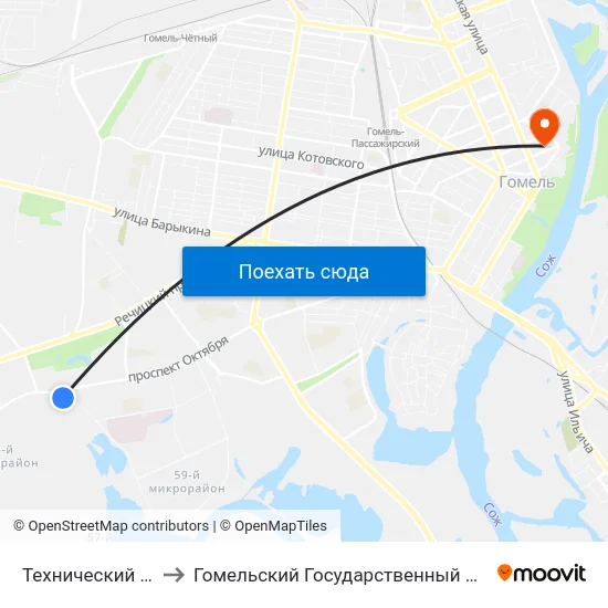 Технический Университет to Гомельский Государственный Медицинский Университет map