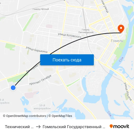 Технический Университет to Гомельский Государственный Медицинский Университет map
